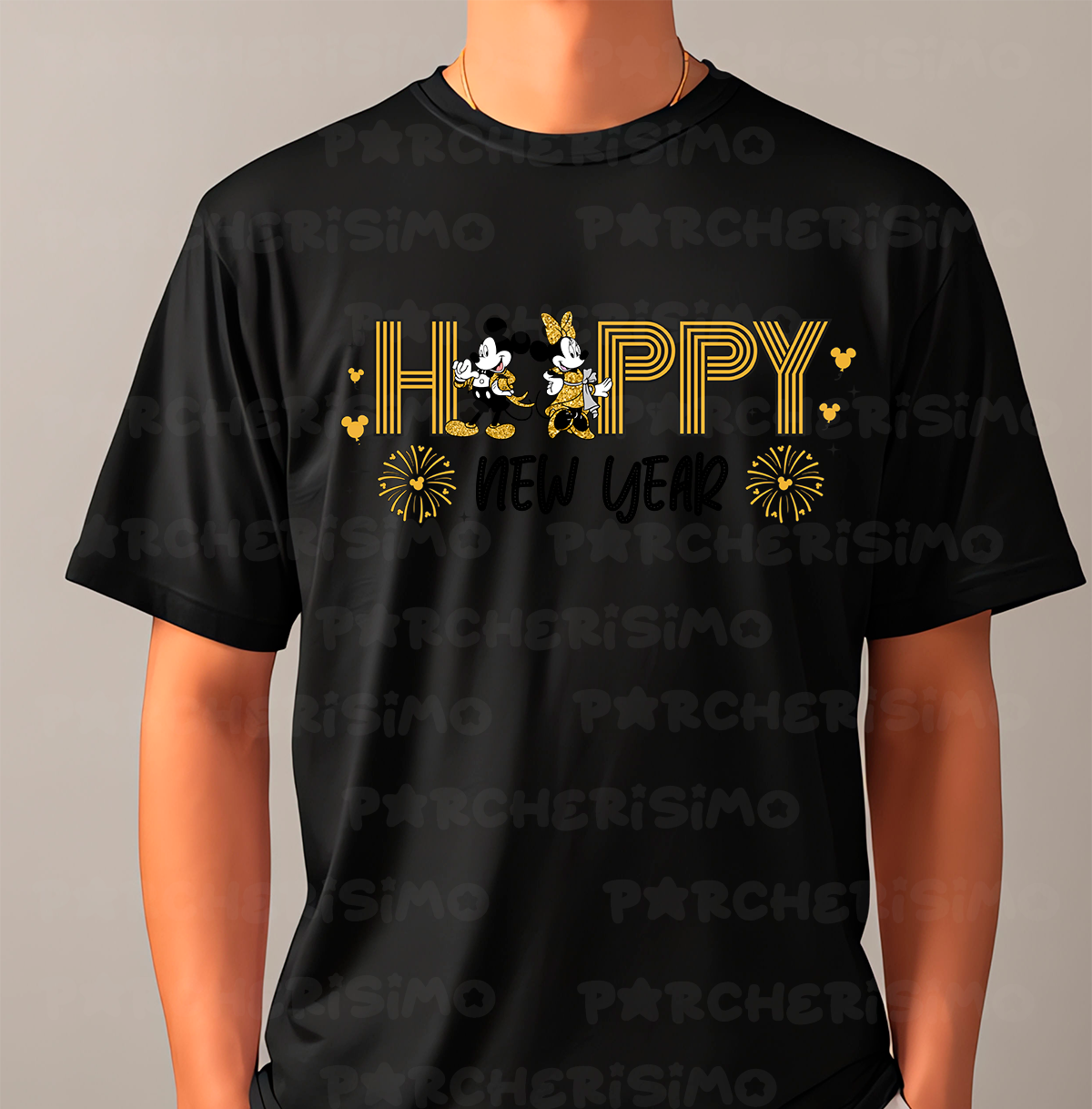 Año nuevo dorado Mickey y Minnie